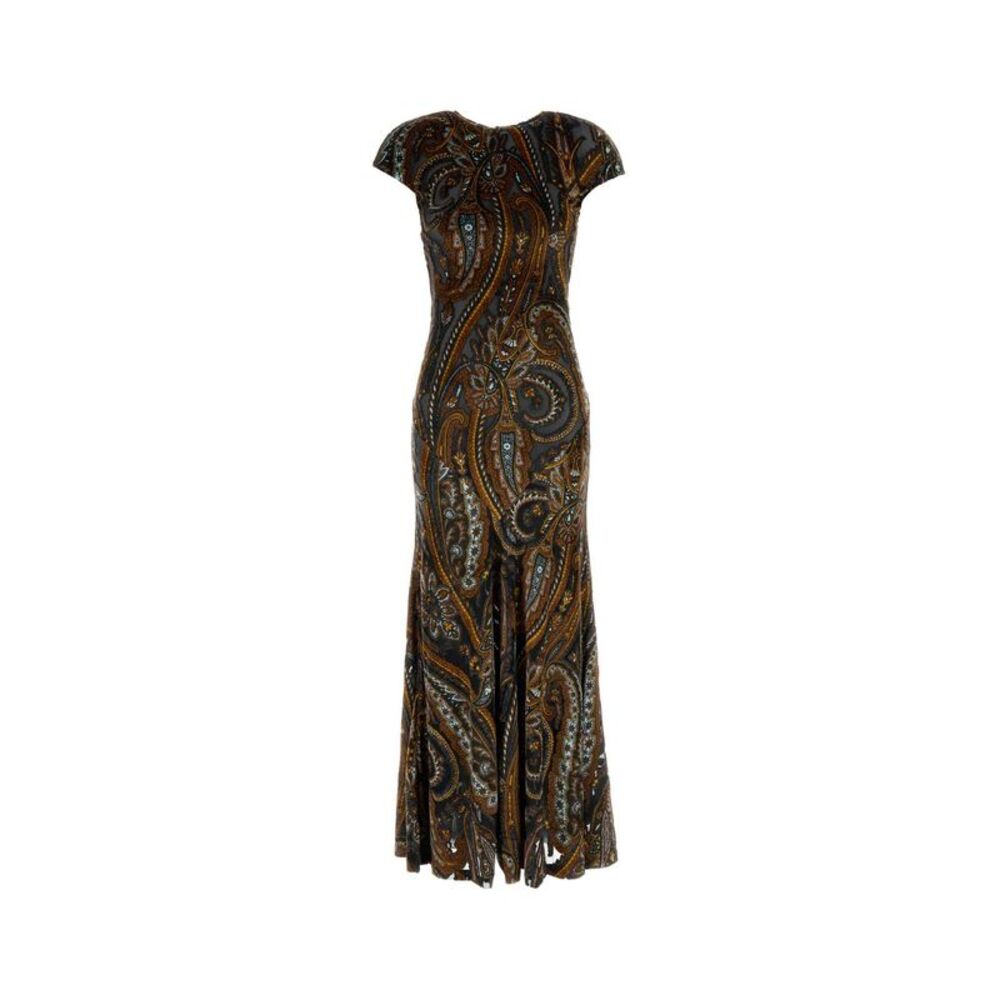 Etro Women Printed Stretch Velvet Long Dress